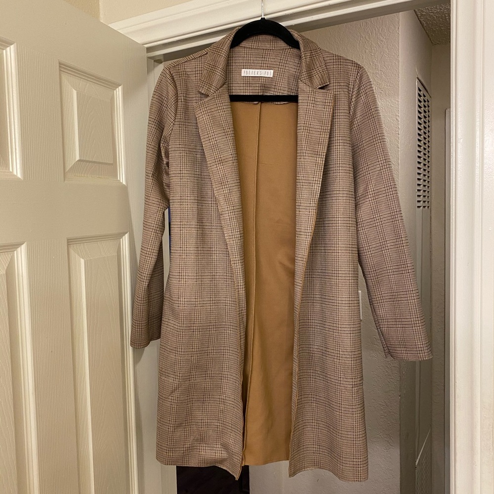 Long Plaid Blazer